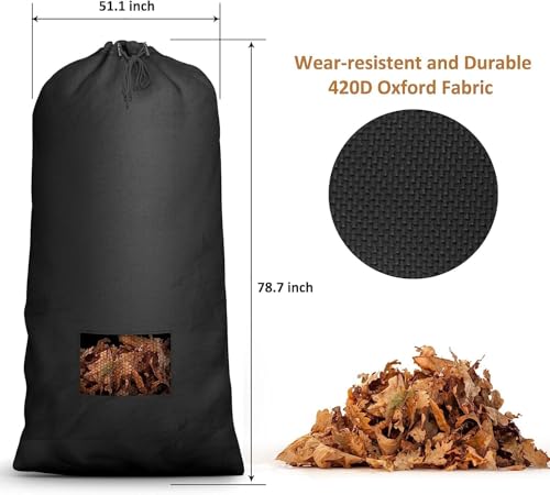 Keeswin Lawn Tractor Leaf Bag, Grass Catcher Bag, 78.7 x 51.1Inch, Large Capacity for Fast Leaf Collection, Mesh Vent Design,Upgraded Thickened Heavy Duty Material Fits for Most Riding Lawn Mowers
