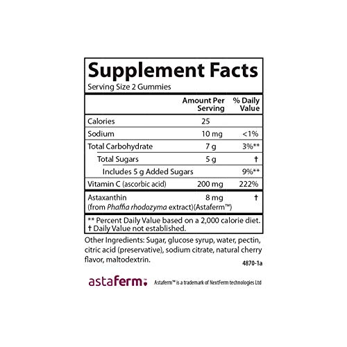 Carlson - Astaxanthin Gummies, With Vitamin C, Immune Support, Antioxidant, Heart Health, Non-Gmo, Cherry Flavor, 46 Vegetarian Gummies #TOP3