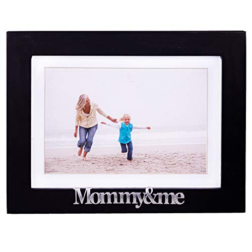 Klikel Mommy And Me Frame - Black Wood Frame With Silver Mom Sentiments - Holds 1 4x6 Photo With Mat or 1 5x7 Photo Without Mat - Wall Mount And Table Desk Display