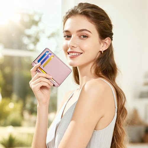 Image of Tipmile Womens Credit Card Holder Wallet, Small Slim RFID Blocking Sleeve | Mini Tiny Cute ID Case, Minimalist Zipper Pocket Wallet, Thin Coin Purse, Mothers Gift