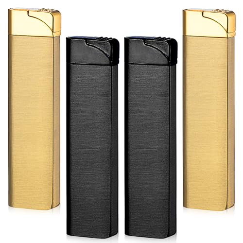 Behogan Mechero de tormenta: juego de 4 mecheros a prueba de viento, llama de chorro ajustable de gas butano rellenable, para barbacoa, camping, exterior, llama verde (sin gas)