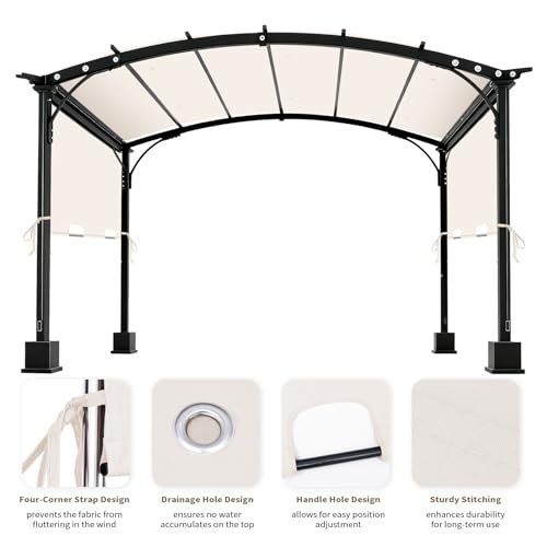 Image of 85 inchx 208 inch Universal Pergola Shade Cover, Garden Shade Replacement for 17x7.4 Ft Outdoor Pergola Structure, Patio Gazebo Canopy, Porch, Balcony Waterproof Top (Cover Only, Beige)