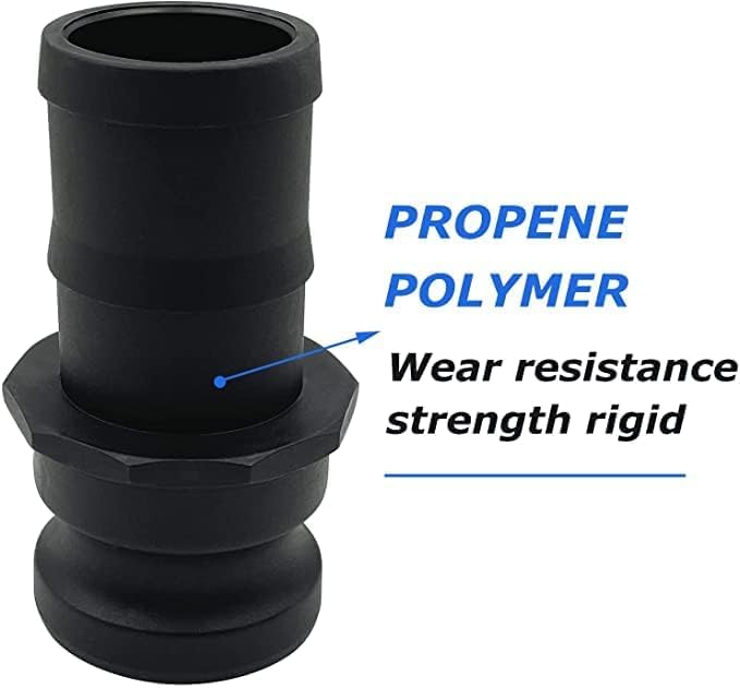 BITOTU 2PCS Camlock Fittings Poly E-50 1/2" Type E Standard Couplings Cam lock Fittings Polypropylene Cam Groove Fitting Male Camlock with a Hose Shank (0.5 inch, Type E) 0.5 Inch Type E