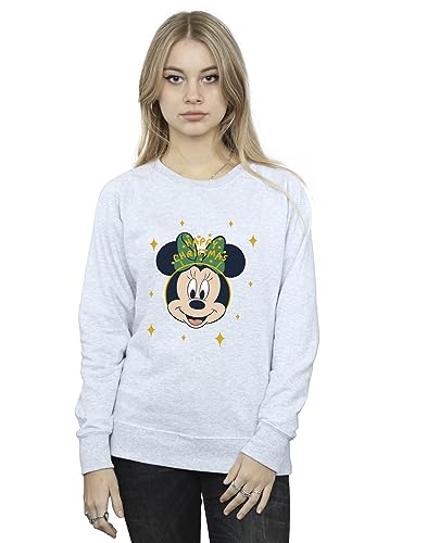 Disney Women's Minnie Mouse Happy Christmas Sweatshirt Sport Grey X-Large