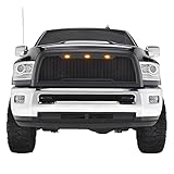 Tidal Fits 2013-2018 Ram 2500/3500 Replacement Grille Complete Black Front Hood Grill with Amber LED Lights