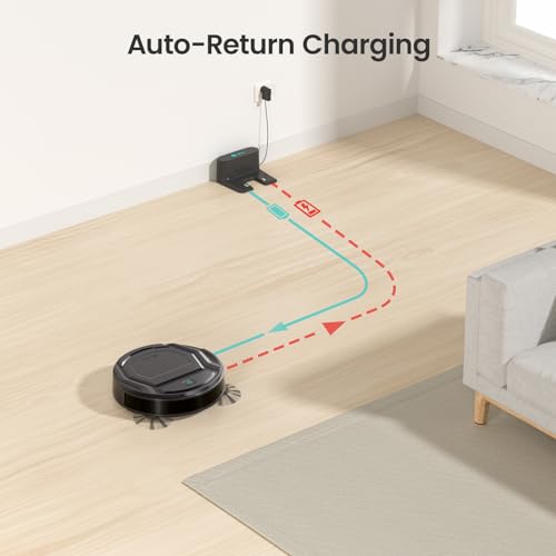 Image of Lefant M210 Pro Robot Vacuum, Slim Quiet, 3 Adjustable Suction Levels, 6 Modes, Robot Vacuum Cleaner for Pet Hair, Hard Floors & Low Carpets, Self-Charging, WiFi /App /Alexa Control, Black