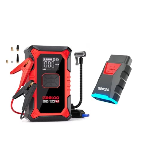 GOOLOO A3 Jump Starter with Air Compressor & DEEPSCAN DS100 OBD2 Scanner - Detailed View