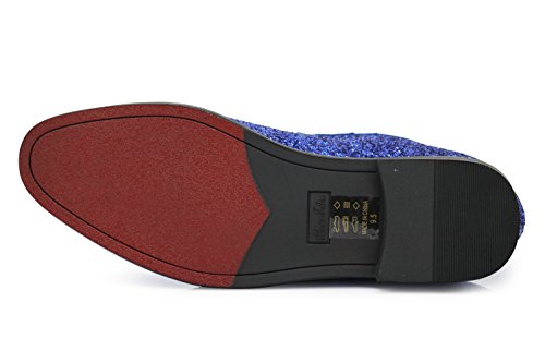 Image of SPK04 Men's Vintage Glitter Dress Loafers Slip On Shoes Classic Tuxedo Dress Shoes