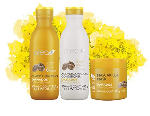 Alea Champu 500ml + Acondicionador 500ml + Mascarilla 400ml Sin Sulfatos Sin Parabenos (DAÑADOS)