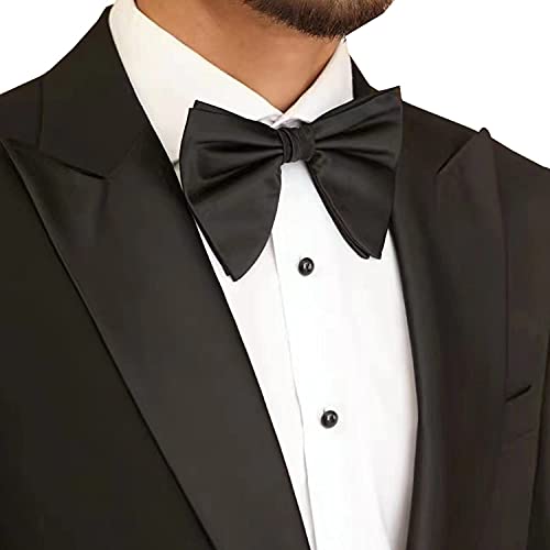 Ihomor 100% Silk Mens Bow Tie Bowtie Tuxedo Wedding Solid Color Formal Bow Ties For Man (Big Black) #TOP1
