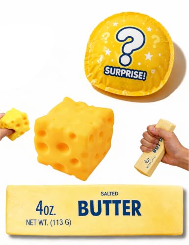 TSWCBYYLB 3 Pack Squishy Toy Set with Yellow Cheese Slow Rebound Butter Stick and Glitter Dumpling for Sensory Stress Relief
