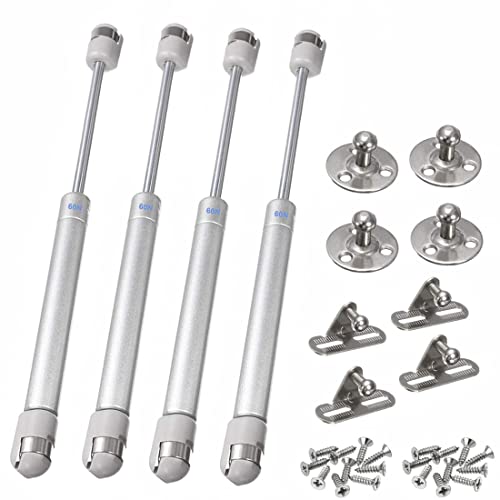 Vérin à Gaz, JESSTOLO 4PCS 60N Vérins Meuble Hydraulique Ressort Amortisseurs à Gaz Bras Pneumatique pour Levage de Porte Armoire Meuble Cuisine Amortisseur Charniè