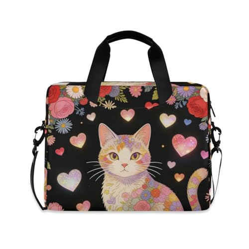 Bolsa para portátil 15.6 regalo original de gato floral Love