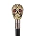 Yellow Resin Flower Skull Head Walking Cane Fashion Decorative Steel Stick Gentleman Elegant Cosplay Cane Knob Crosier 94cm