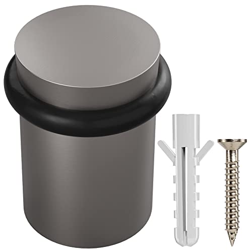 Image of NYCO - Floor Door Stopper Chrome Door Stop - Classy Solid Steel Modern Heavy Duty Door Stoppers - Floor Mount Anchor Screw - Wall Protector for Commercial Door (1.5 Inch Satin Chrome Finish)