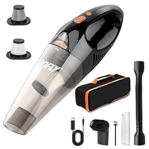 DOFLY 車用掃除機【吸力加强版】 ハンディクリーナー コードレス 軽量 乾湿両用 小型 家庭 充電式 超強吸引力 8500Pa 40分間連続稼働 多機能 LED照明 ホーム/車/カークリーナー お手入れ用品
