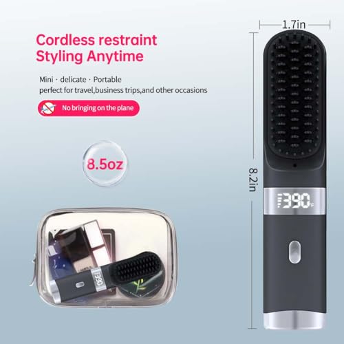 Cordless Hair Straightener Brush Portable on The go Comb for Travel USB chargingTwo Power  - image 6