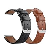 2Pack Replacement Leather Bands Compatible with Fossil Q Founder Gen 2 Touchscreen/ Fossil Gen 4 Q Explorist HR/ Fossil Q Men's Gen 3 Explorist Smartwatch Strap Wrist Band