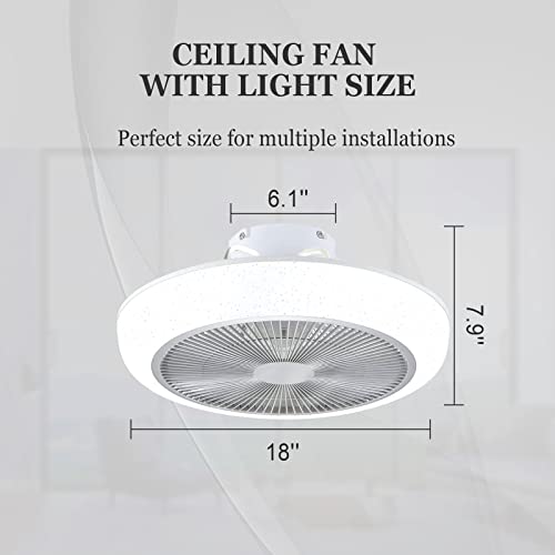 Ledeak Ceiling Fan With Light, Low Profile Flush Mount Ceiling Fans With Remote Control, 3 Colors Dimmable 6 Wind Speeds Modern Enclosed Smart Fan Light For Living Room Bedroom Kitchen #TOP5
