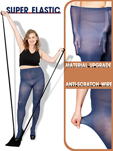 Image of DancMolly Plus Size Tights for Women, Control Top Semi Opaque Nylon Pantyhose High Waist