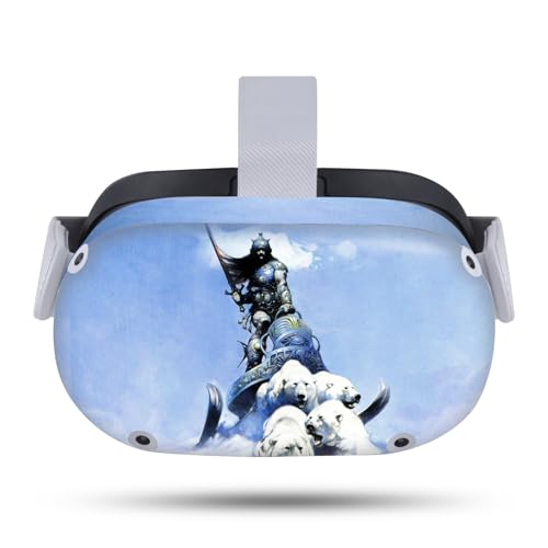 Head Case Designs Officially Licensed Frank Frazetta Silver Warrior Medieval Fantasy Art Vinyl Sticker Skin Decal Cover Compatible with Meta Quest 2