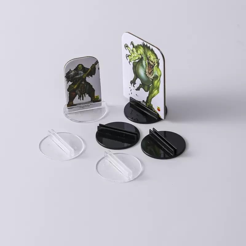 50 Pieces 35mm War Game Card Stands, Slotted Paper Figure Holder, Paper Miniature Bases, Tabletop Display Stand (Black)