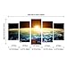 Pyradecor the Earth 5 Panels Extra Large Modern Landscape Artwork Giclee Canvas Prints Space Pictures Paintings on Canvas Wall Art Ready to Hang for Living Room Bedroom Home Decor XL
