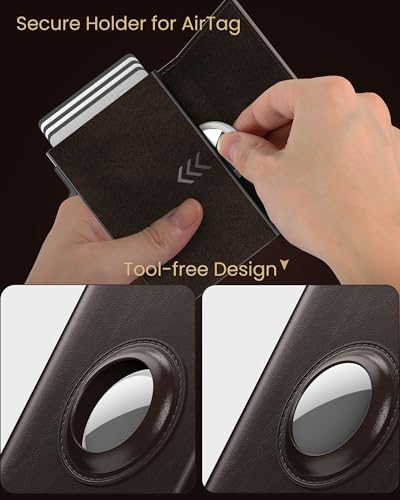 Image of typecase AirTag Wallet for Men: Compatible with Apple AirTag (1st & 2nd Generation), RFID Blocking, Genuine Leather, Slim & Minimalist Design - 14 Card Capacity | ID Window | Cash Slot (Dark Brown)