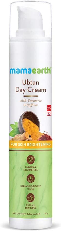 Ubtan Day Cream with SPF 30 | Infused with Turmeric & Saffron | Helps Reduce Tanning, Signs of Aging & Restores Natural Glow | 1.76 Oz (50g)