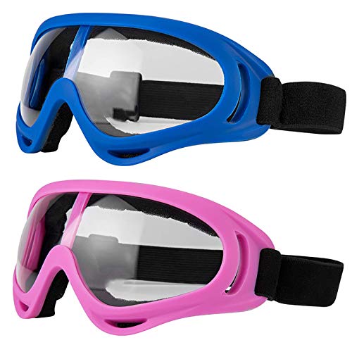 Image of LJDJ Motorcycle Goggles - Glasses Set of 2 Transparent Lenses Dirt Bike ATV Motocross Anti-UV Adjustable Riding Offroad Protective Combat Tactical Military Goggles Men Women Kids Youth Adult
