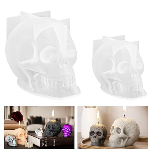 Molde de silicone 3D com forma de caveira grande, forma de resina epóxi, molde de silicone 3D, esqueleto, molde de silicone para fundição de caveiras de Halloween, moldes de resina para