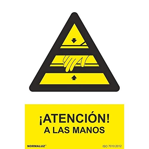 Normaluz Rd30011 - Señal ¡Atención! A Las Manos Pvc Glasspack 0,7 Mm 21X30 Cm