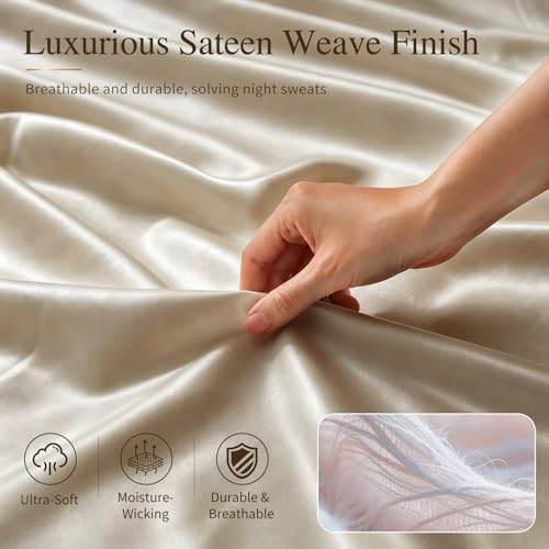 Image of MEISHANG 1000TC Egyptian Cotton Sheets King, 18-24 inch Extra Deep Pocket | 1000TC Egyptian Cotton Sheets, Sateen Weave, Ultra Soft & Breathable, OEKO-TEX Certified