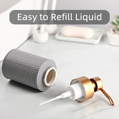 Foam Soap Dispenser with Refined and Vintage Emboss, Ceramic Hand Soap Dispenser for Bathroom (Black) - Image 4