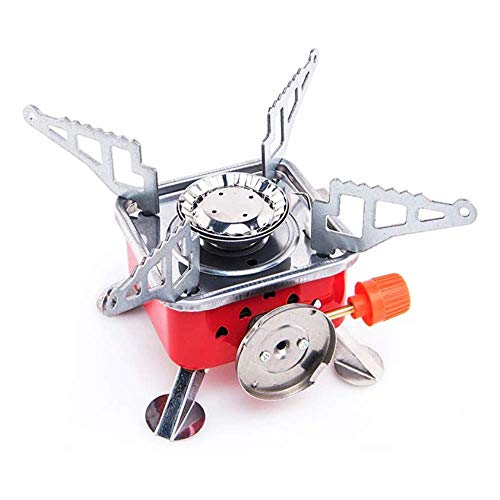 Cluemart Gas Stove Camping Stove Folding Furnace 2800W Outdoor Stove Picnic Cooking Gas Burners Backpacking Furnace Butane, Red