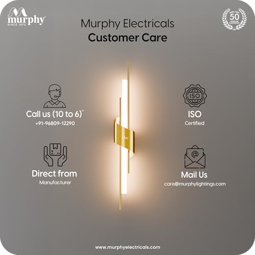 Image of Murphy Auric Twist 12W Decorative LED Wall Lamp | Warm White Wall Light | Premium Gold Finish | Modern Wall Sconce for Living Room, Bedroom & Hallway | 2 Year Warranty | Pack of 2