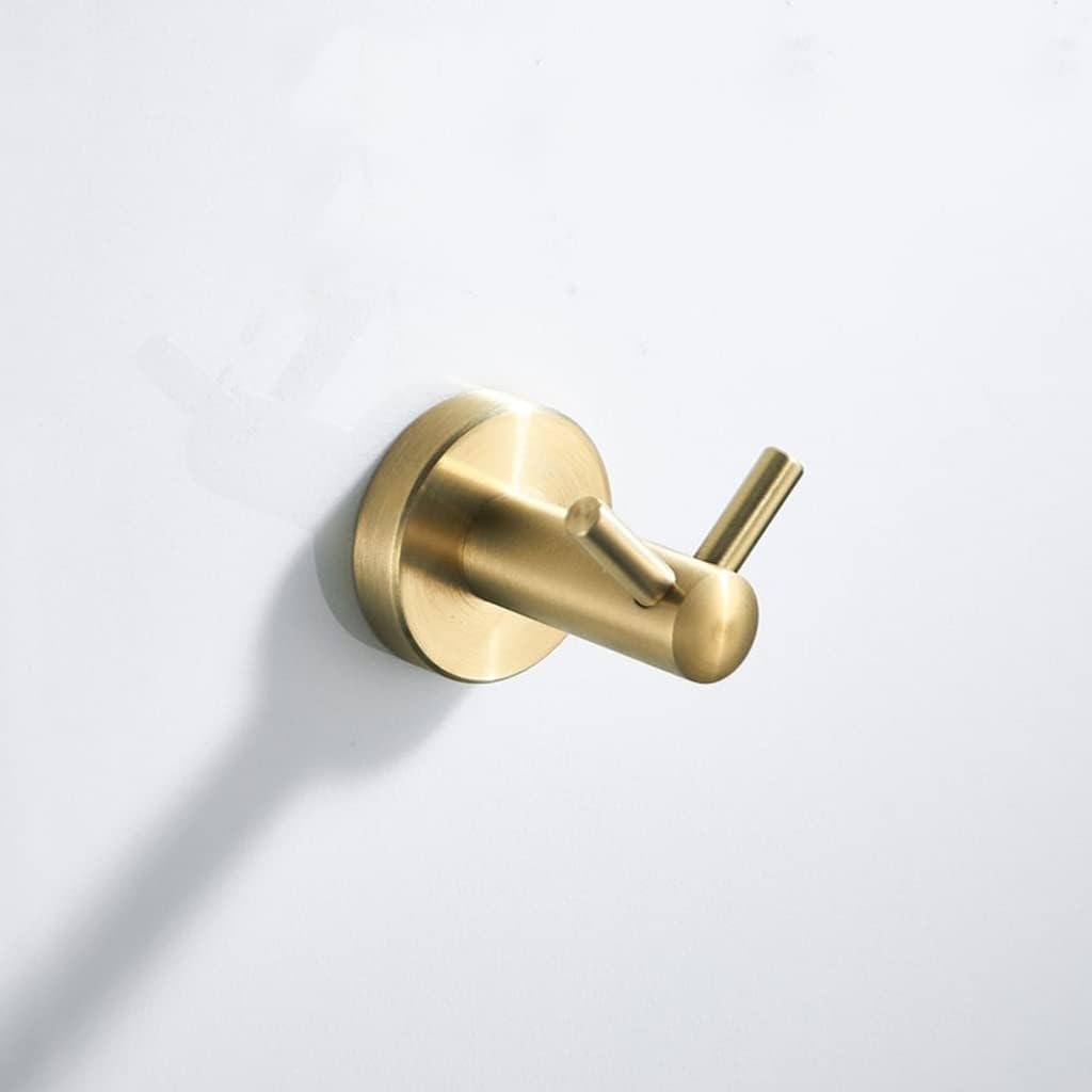 LSLYTQ Brushed Gold 304 Stainless Steel Bathroom Hardware Set, Coat Hook, Towel Ring, Triangular Basket, Single Cup, Soap Dish, Tissue Holder