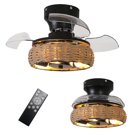 Retro Lámpara De Techo Con Aspa Retráctil Bombilla De 4w Jaula Lampara Ventilador Techo Mando A Distancia Timer 6 Velocidades Reversible Pequeño Ventilador De Techo Con Luz Para Dormitorio