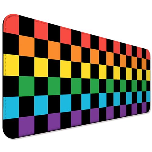 Image of JIANG100 Retro Checkered Gaming Desk Mat, Computer Keyboard Large Extended Long Mouse Pad for Office and Home, XL(H07)