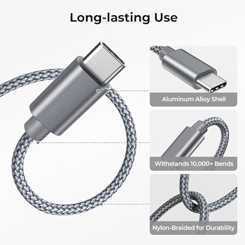 Basesailor para XBox Series X|S Cable Cargador 3M 2Pack,Nintendo Switch 2/OLED/Lite Controller Cable de carga USB tipo C largo para PS5,Elite Series 2,para PlayStation 5 DualSense,PS5 Pro Controller - imagen 5