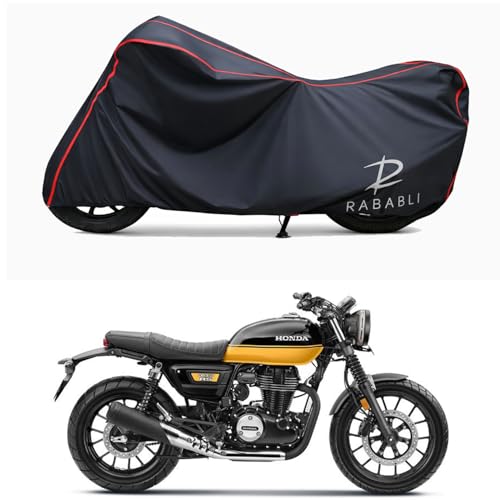 Image of Waterproof Bike Body Cover Compatible for | Honda CB350RS Dual | Taffeta Fabric, Red Piping Design, Bottom Elastic Fit | Dustproof, Sun UV & Rain Protection for All Bikes