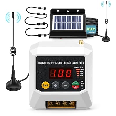 Smart Wireless Water Level Controller with LCD Automatic Pump Control System | Solar-Powered Liquid Level Sensor with 22Ft Cable | Effortless 3000m Remote Control for Tank, Pool, Well & Irrigation