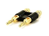 Monoprice Dual Copper Speaker Banana Plugs [JX-74052] - Black (102945) (2 Pack)
