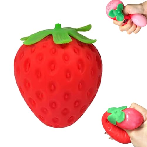 Strawberry Squishy,Squeezable Strawberry Toy, Upgrade Fruit Squishies,Realistic Strawberry Stress Ball,Party Favor Slow Rise Pressure Release Toy