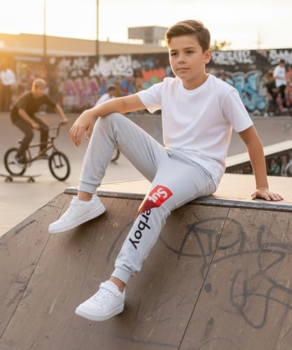 Image of KYDA KIDS 100% Cotton Track Pants for Boys | Premium Printed Soft Single Jersey Fabric | Elastic Waist Loose Fit Summer Full Length with Rib Hem (Pack of 2)