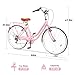 kaiwrxin 26 Inch Unfolding Beach Cruiser Bike for Women, 7-Speed Ladies Bike with Basket & Rack, Perfect for City Commuting's Bicycle, Ideal for Women and Adults (Pink - Double Bar/Unfold, 26”)