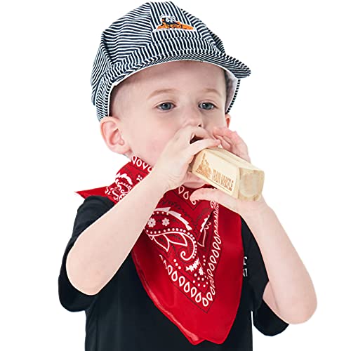 Wooden Train Whistle (2 Pack) 4 Tone Educational,Party favors Toy Gift with Blast Chart for Kids