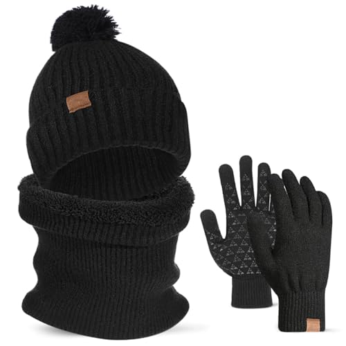 Conjunto de gorro de invierno bufanda y guantes para evitar el frío en la montaña