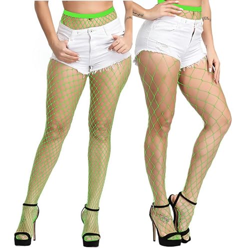 MengPa Womens Fishnets Tights High Waist Stockings Party Thigh High Pantyhose 2Pcs Green US2477