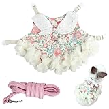 TusaMer Rabbit Harness and Leash Set, Floral Bunny Clothes with 4ft Leash Small Animal Clothes for Kitten Ferret Chihuahua Puppy and More PET_Supplies..